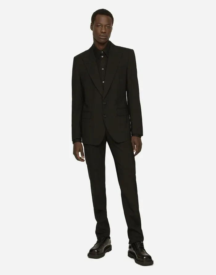 Dolce and Gabbana Suits And Blazers Men Stretch Wool Siciliafit Suit Black Dolce and Gabbana Suits And Blazers Men Stretch Wool Siciliafit Suit Black