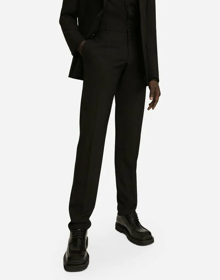 Dolce and Gabbana Suits And Blazers Men Stretch Wool Siciliafit Suit Black Dolce and Gabbana Suits And Blazers Men Stretch Wool Siciliafit Suit Black