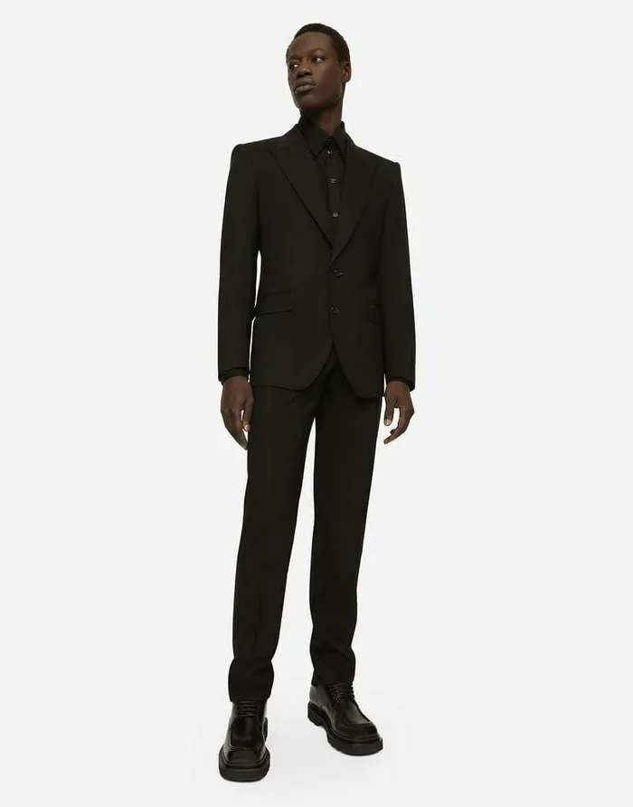 Dolce and Gabbana Suits And Blazers Men Stretch Wool Siciliafit Suit Black Dolce and Gabbana Suits And Blazers Men Stretch Wool Siciliafit Suit Black