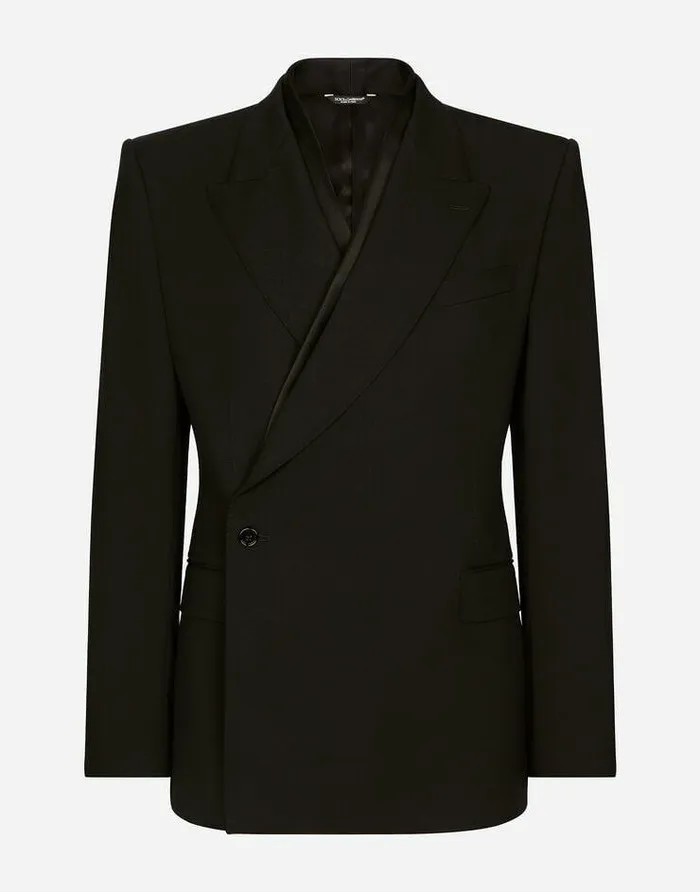 Dolce and Gabbana Suits And Blazers Men Tailored Doublebreasted Stretch Wool Siciliafit Jacket Black Dolce and Gabbana Suits And Blazers Men Tailored Doublebreasted Stretch Wool Siciliafit Jacket Black