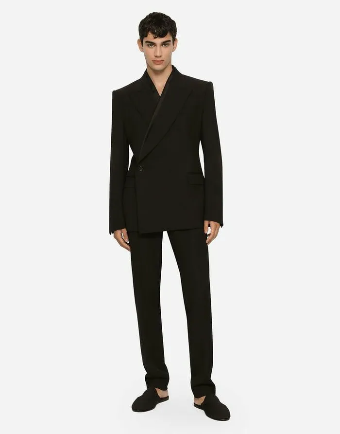 Dolce and Gabbana Suits And Blazers Men Tailored Doublebreasted Stretch Wool Siciliafit Jacket Black Dolce and Gabbana Suits And Blazers Men Tailored Doublebreasted Stretch Wool Siciliafit Jacket Black