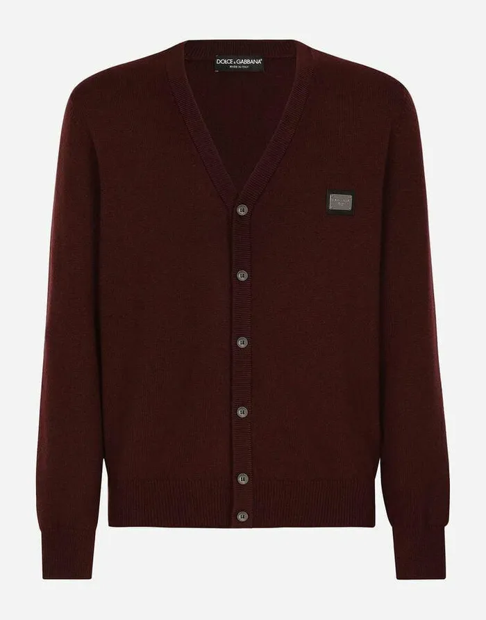 Dolce and Gabbana Sweaters And Cardigans Men Cashmere And Wool Cardigan With Branded Tag Bordeaux Dolce and Gabbana Sweaters And Cardigans Men Cashmere And Wool Cardigan With Branded Tag Bordeaux