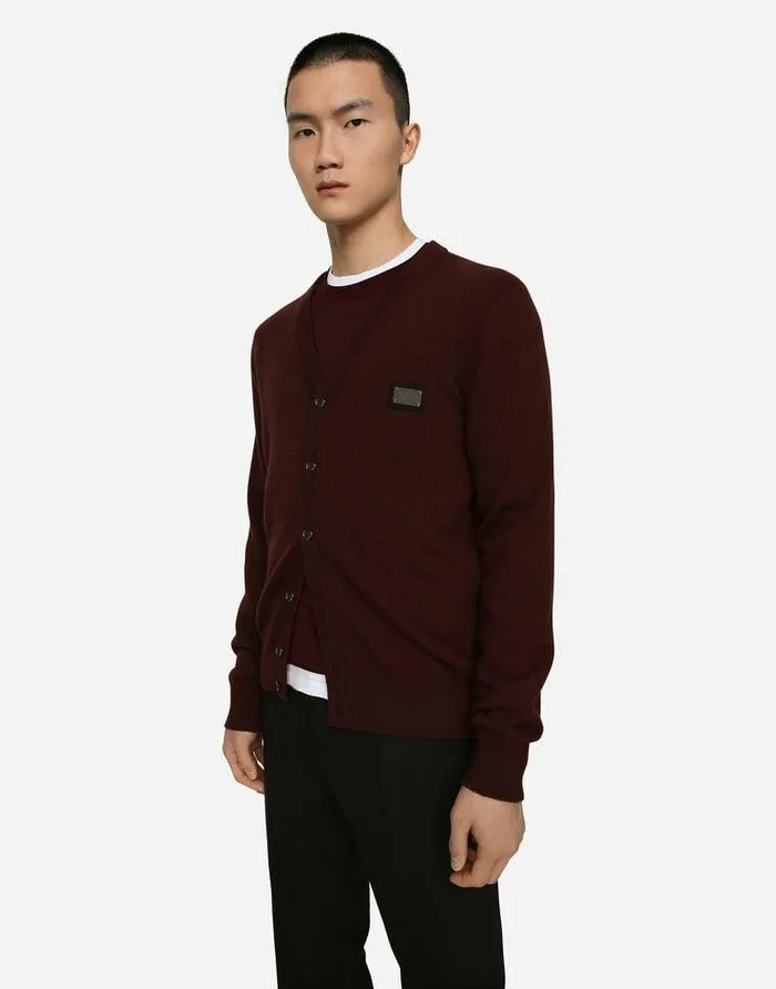 Dolce and Gabbana Sweaters And Cardigans Men Cashmere And Wool Cardigan With Branded Tag Bordeaux Dolce and Gabbana Sweaters And Cardigans Men Cashmere And Wool Cardigan With Branded Tag Bordeaux