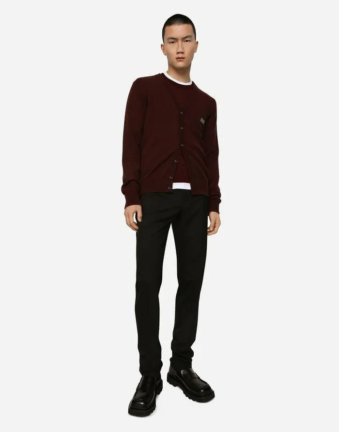 Dolce and Gabbana Sweaters And Cardigans Men Cashmere And Wool Cardigan With Branded Tag Bordeaux Dolce and Gabbana Sweaters And Cardigans Men Cashmere And Wool Cardigan With Branded Tag Bordeaux