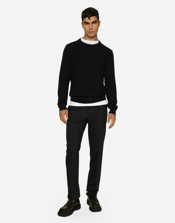 Dolce and Gabbana Sweaters And Cardigans Men Cashmere Roundneck Sweater Blue Dolce and Gabbana Sweaters And Cardigans Men Cashmere Roundneck Sweater Blue