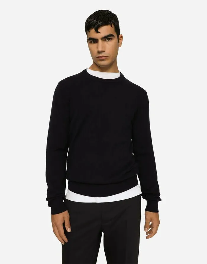 Dolce and Gabbana Sweaters And Cardigans Men Cashmere Roundneck Sweater Blue Dolce and Gabbana Sweaters And Cardigans Men Cashmere Roundneck Sweater Blue