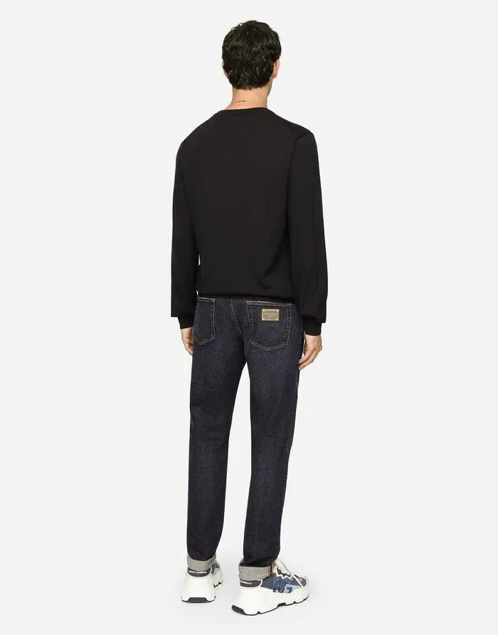 Dolce and Gabbana Sweaters And Cardigans Men Cashmere Vneck Sweater Blue