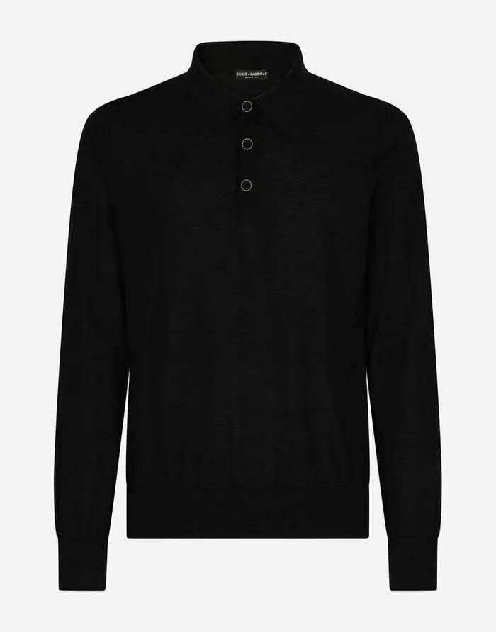 Dolce and Gabbana Sweaters And Cardigans Men Extrafine Cashmere Poloshirt Black Dolce and Gabbana Sweaters And Cardigans Men Extrafine Cashmere Poloshirt Black