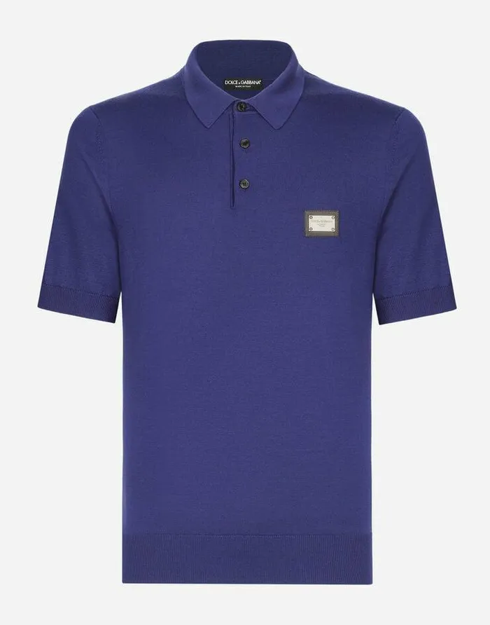 Dolce and Gabbana Sweaters And Cardigans Men Wool Poloshirt With Branded Tag Blue Dolce and Gabbana Sweaters And Cardigans Men Wool Poloshirt With Branded Tag Blue