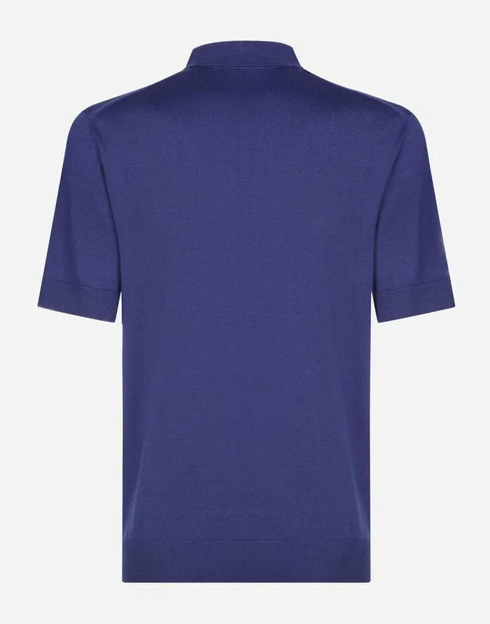 Dolce and Gabbana Sweaters And Cardigans Men Wool Poloshirt With Branded Tag Blue Dolce and Gabbana Sweaters And Cardigans Men Wool Poloshirt With Branded Tag Blue