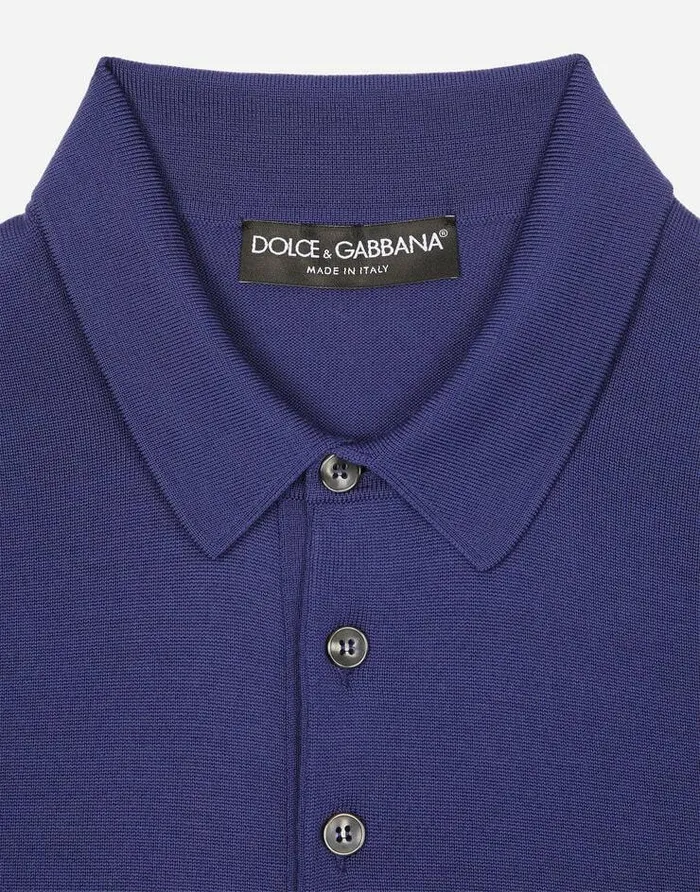 Dolce and Gabbana Sweaters And Cardigans Men Wool Poloshirt With Branded Tag Blue Dolce and Gabbana Sweaters And Cardigans Men Wool Poloshirt With Branded Tag Blue