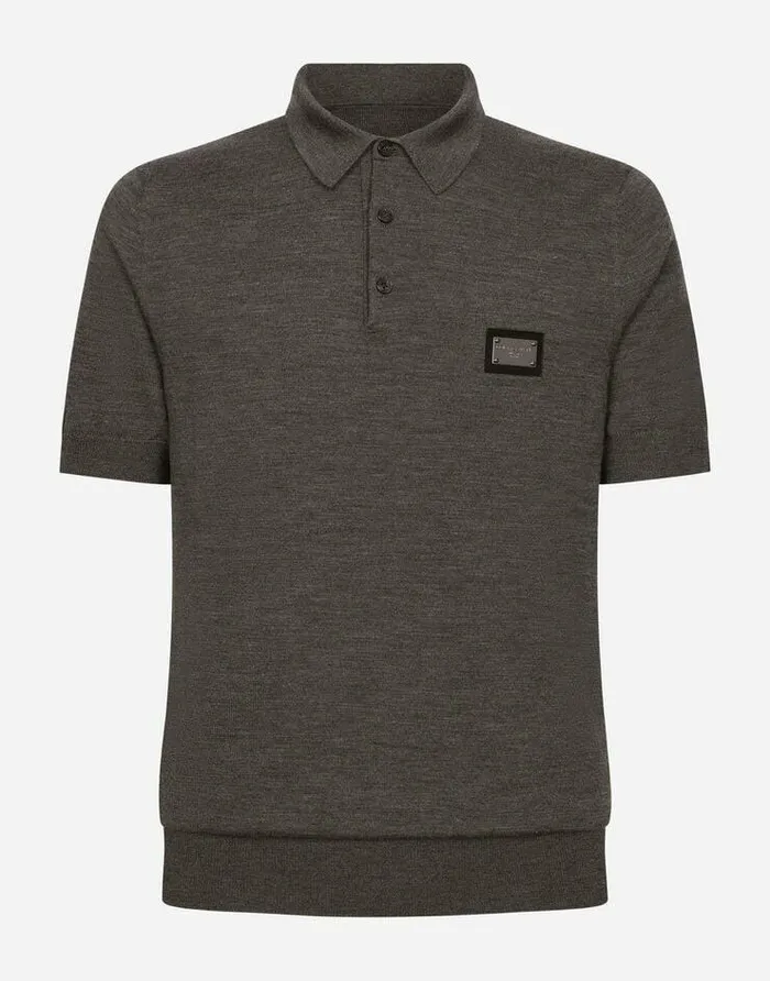 Dolce and Gabbana Sweaters And Cardigans Men Wool Poloshirt With Branded Tag Grey Dolce and Gabbana Sweaters And Cardigans Men Wool Poloshirt With Branded Tag Grey