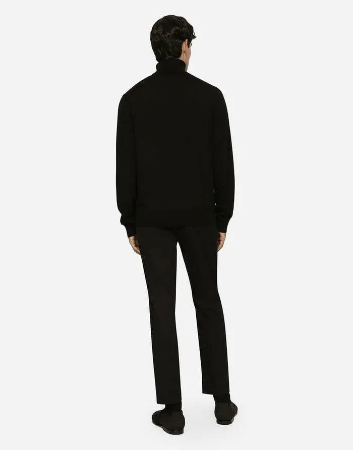 Dolce and Gabbana Sweaters And Cardigans Men Wool Turtleneck Sweater With Branded Tag Black Dolce and Gabbana Sweaters And Cardigans Men Wool Turtleneck Sweater With Branded Tag Black