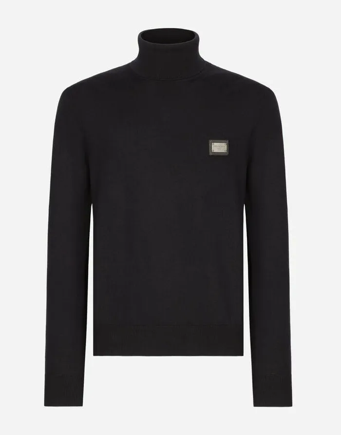 Dolce and Gabbana Sweaters And Cardigans Men Wool Turtleneck Sweater With Branded Tag Blue Dolce and Gabbana Sweaters And Cardigans Men Wool Turtleneck Sweater With Branded Tag Blue