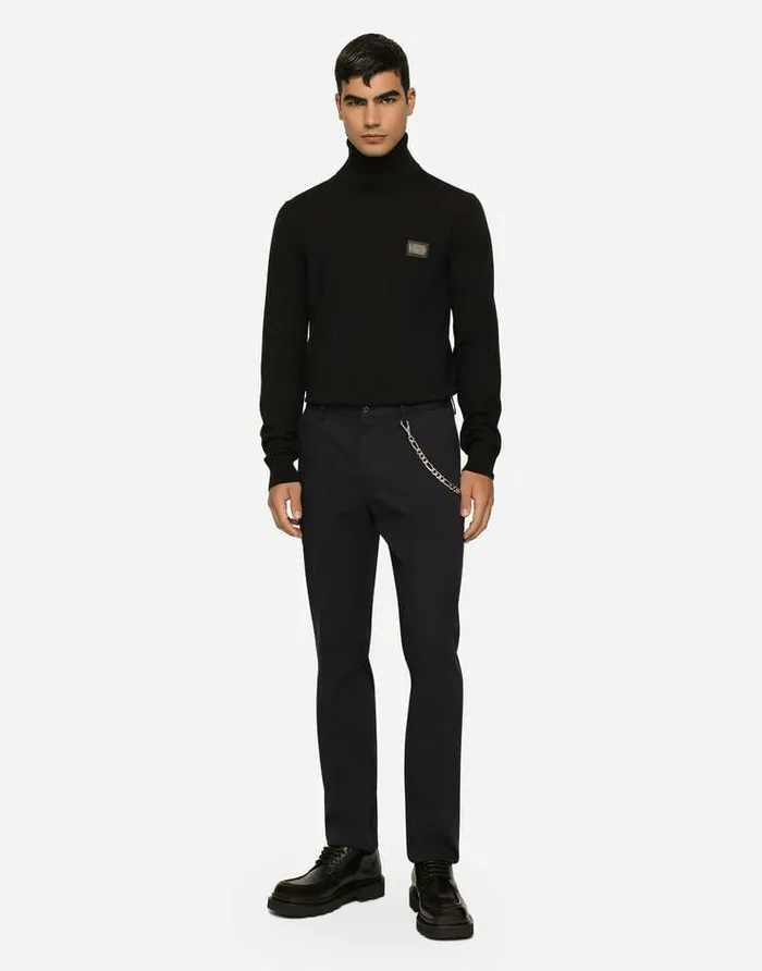 Dolce and Gabbana Sweaters And Cardigans Men Wool Turtleneck Sweater With Branded Tag Blue Dolce and Gabbana Sweaters And Cardigans Men Wool Turtleneck Sweater With Branded Tag Blue