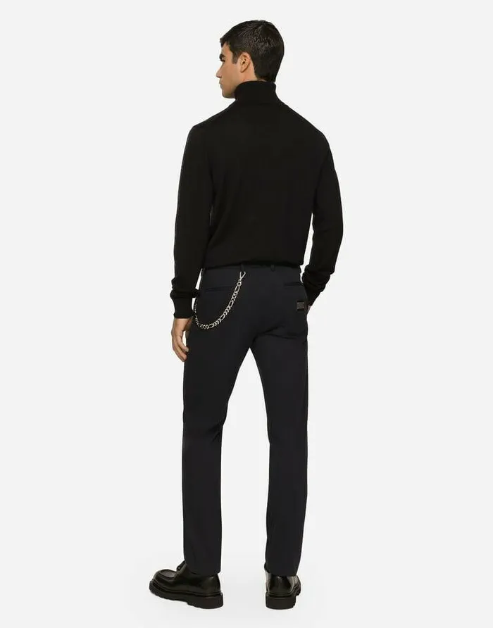 Dolce and Gabbana Sweaters And Cardigans Men Wool Turtleneck Sweater With Branded Tag Blue Dolce and Gabbana Sweaters And Cardigans Men Wool Turtleneck Sweater With Branded Tag Blue