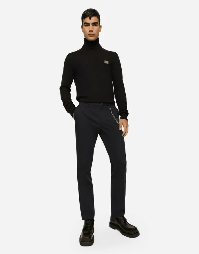 Dolce and Gabbana Sweaters And Cardigans Men Wool Turtleneck Sweater With Branded Tag Blue Dolce and Gabbana Sweaters And Cardigans Men Wool Turtleneck Sweater With Branded Tag Blue