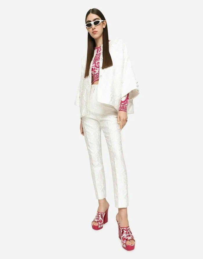 Dolce and Gabbana Sweaters And Cardigans Women Cropped Majolicaprint Silk Sweater Multicolor Dolce and Gabbana Sweaters And Cardigans Women Cropped Majolicaprint Silk Sweater Multicolor