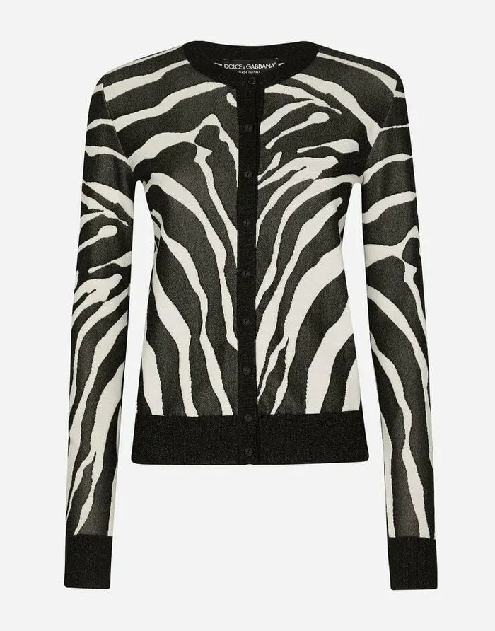 Dolce and Gabbana Sweaters And Cardigans Women Viscose Jacquard Cardigan With Zebra Design Multicolor Dolce and Gabbana Sweaters And Cardigans Women Viscose Jacquard Cardigan With Zebra Design Multicolor