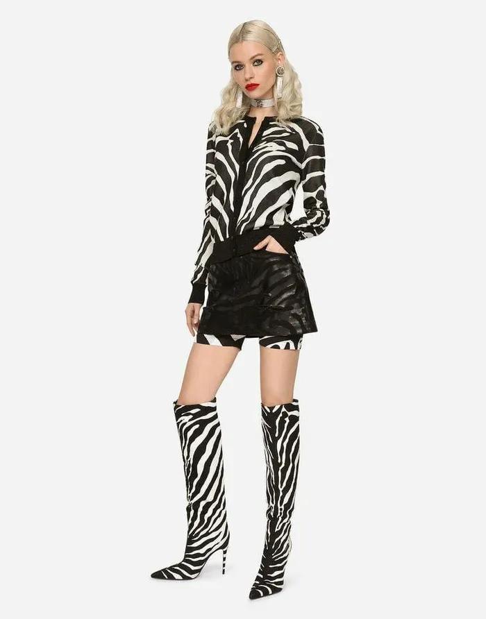 Dolce and Gabbana Sweaters And Cardigans Women Viscose Jacquard Cardigan With Zebra Design Multicolor Dolce and Gabbana Sweaters And Cardigans Women Viscose Jacquard Cardigan With Zebra Design Multicolor