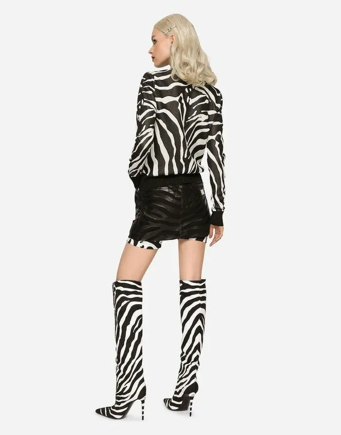 Dolce and Gabbana Sweaters And Cardigans Women Viscose Jacquard Cardigan With Zebra Design Multicolor Dolce and Gabbana Sweaters And Cardigans Women Viscose Jacquard Cardigan With Zebra Design Multicolor