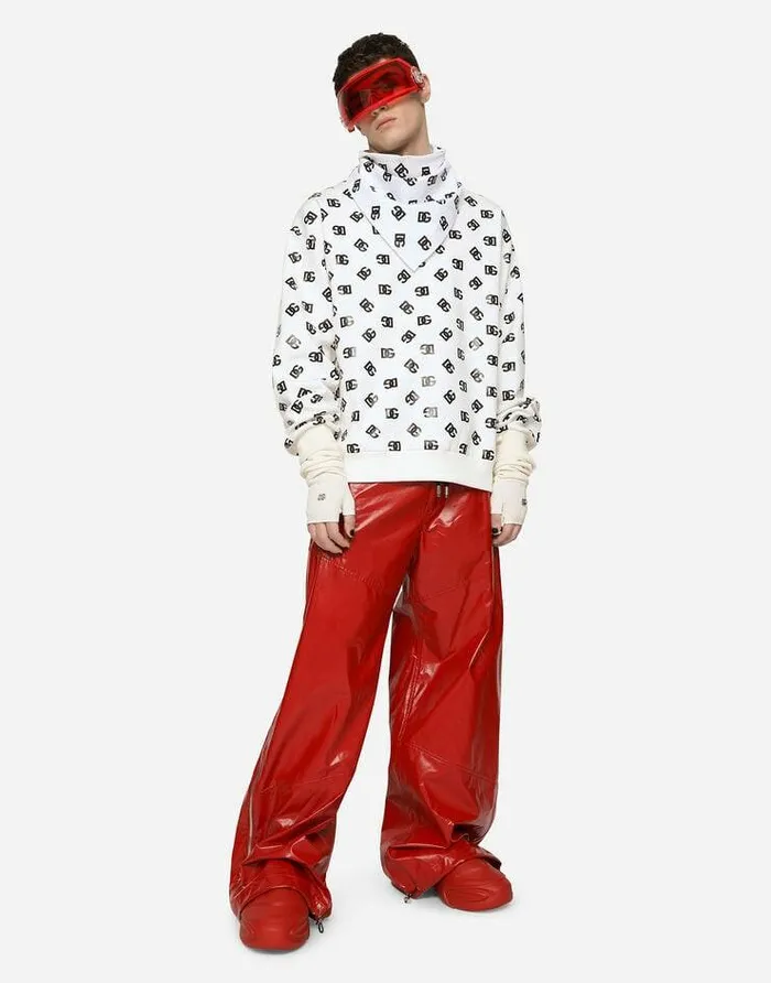 Dolce and Gabbana Sweatshirts Men Technical Jersey Sweatshirt With Allover DG Logo Multicolor Dolce and Gabbana Sweatshirts Men Technical Jersey Sweatshirt With Allover DG Logo Multicolor