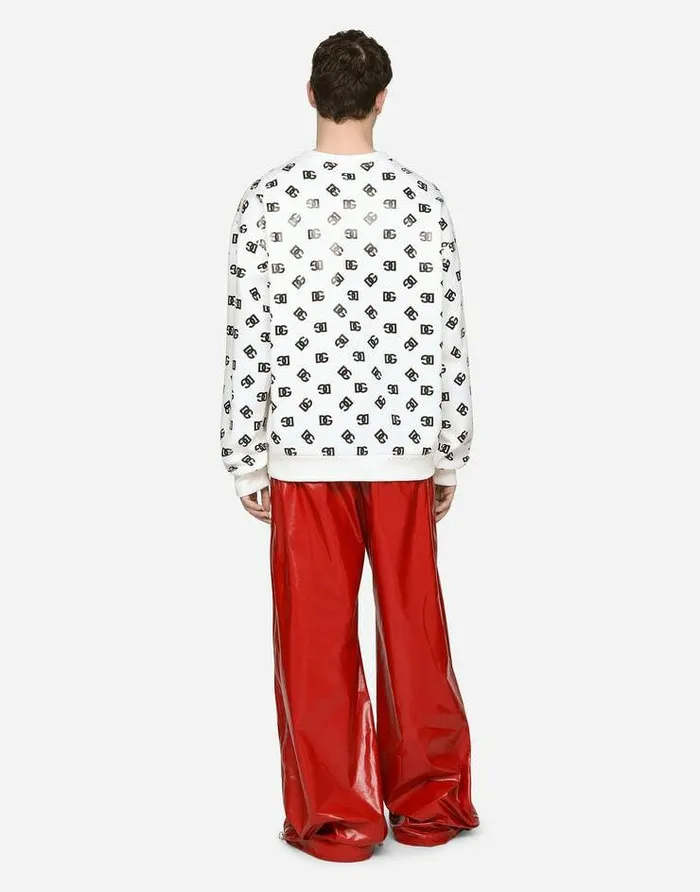 Dolce and Gabbana Sweatshirts Men Technical Jersey Sweatshirt With Allover DG Logo Multicolor Dolce and Gabbana Sweatshirts Men Technical Jersey Sweatshirt With Allover DG Logo Multicolor