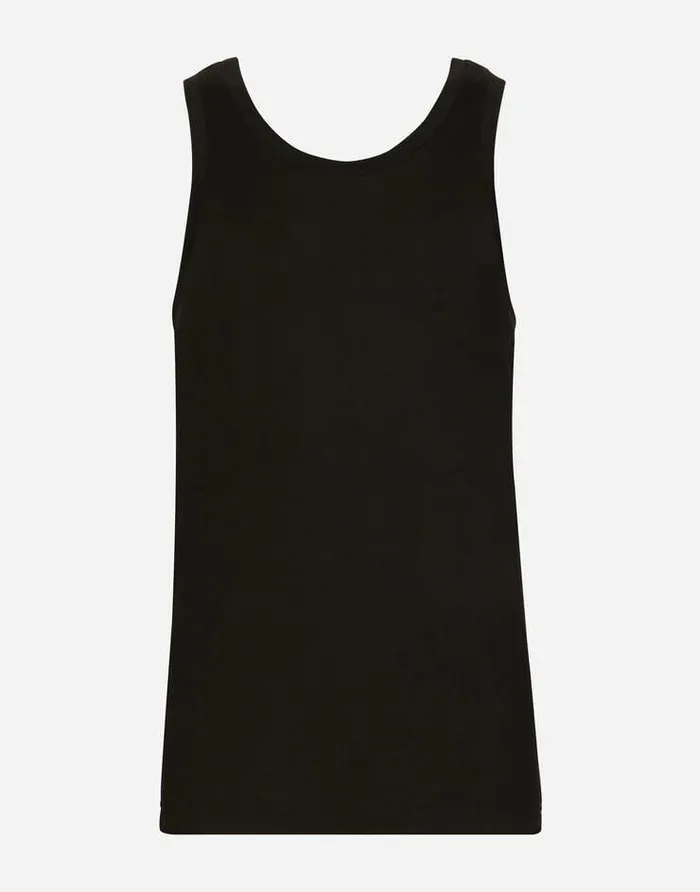 Dolce and Gabbana TShirts And Polos Men Cotton Singlet With Print Black Dolce and Gabbana TShirts And Polos Men Cotton Singlet With Print Black