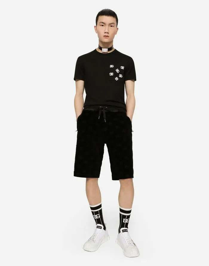 Dolce and Gabbana TShirts And Polos Men Cotton Tshirt With Breast Pocket With DG Logo Print Multicolor Dolce and Gabbana TShirts And Polos Men Cotton Tshirt With Breast Pocket With DG Logo Print Multicolor