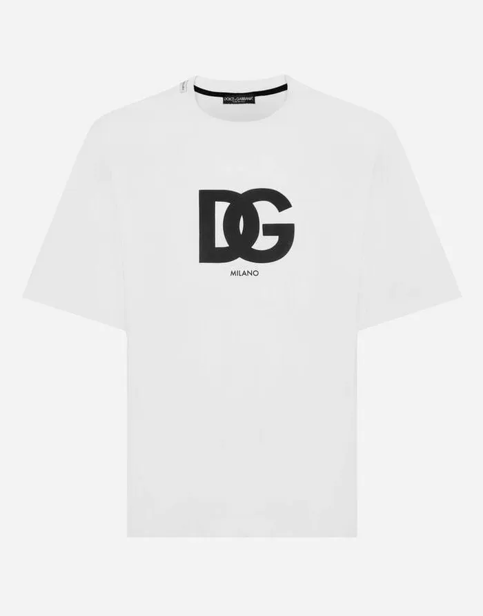 Dolce and Gabbana TShirts And Polos Men Cotton Tshirt With DG Logo Print White Dolce and Gabbana TShirts And Polos Men Cotton Tshirt With DG Logo Print White