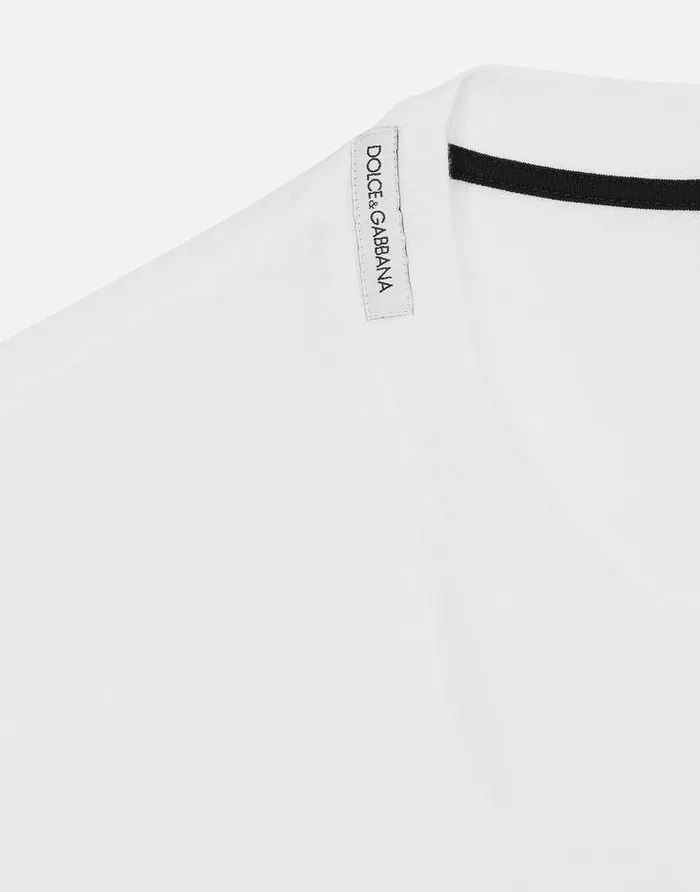 Dolce and Gabbana TShirts And Polos Men Cotton Tshirt With DG Logo Print White Dolce and Gabbana TShirts And Polos Men Cotton Tshirt With DG Logo Print White