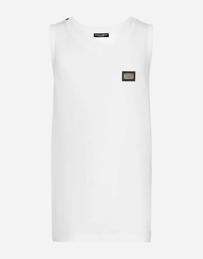 Dolce and Gabbana TShirts And Polos Men Jersey Singlet With Branded Tag White Dolce and Gabbana TShirts And Polos Men Jersey Singlet With Branded Tag White