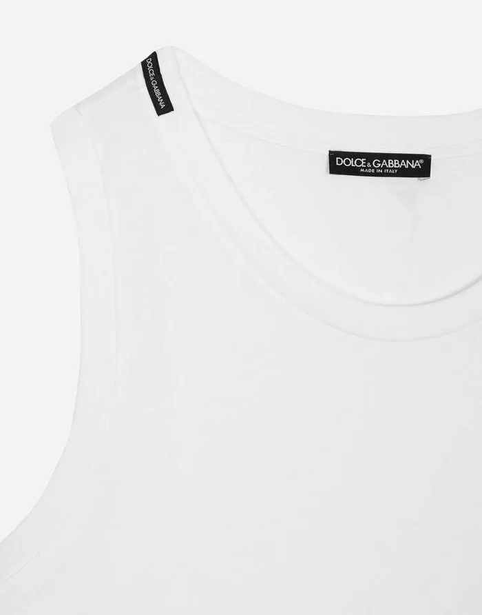 Dolce and Gabbana TShirts And Polos Men Jersey Singlet With Branded Tag White Dolce and Gabbana TShirts And Polos Men Jersey Singlet With Branded Tag White