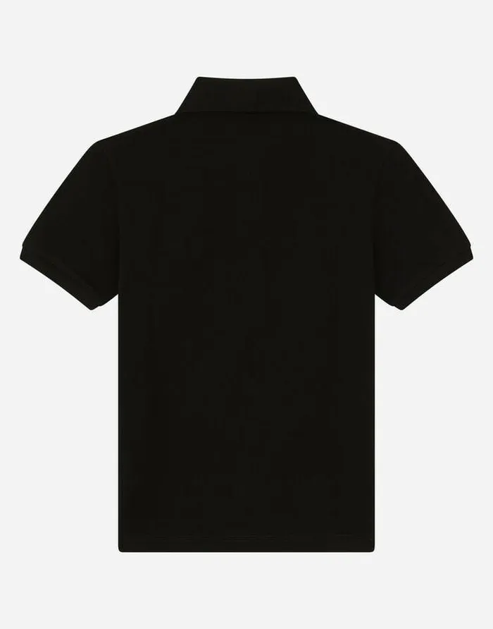 Dolce and Gabbana TShirts And Sweatshirts Children Cotton Piqu Poloshirt With Logo Plate Black Dolce and Gabbana TShirts And Sweatshirts Children Cotton Piqu Poloshirt With Logo Plate Black