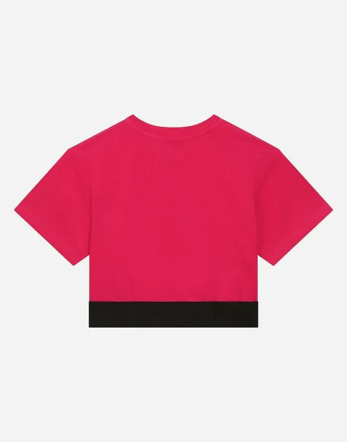 Dolce and Gabbana TShirts And Sweatshirts Children Jersey Tshirt With Branded Elastic Fuchsia Dolce and Gabbana TShirts And Sweatshirts Children Jersey Tshirt With Branded Elastic Fuchsia