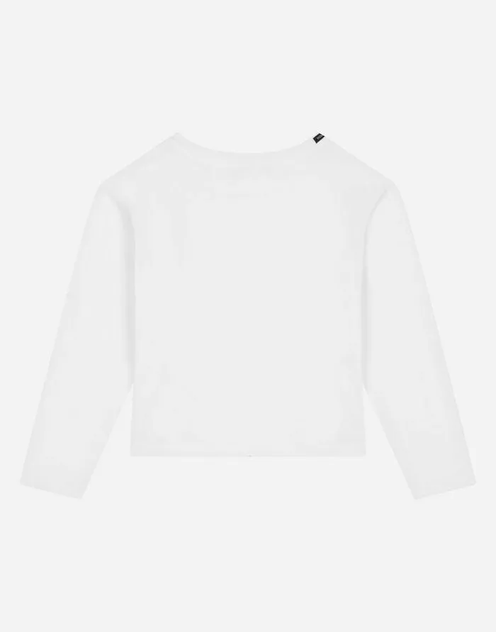 Dolce and Gabbana TShirts And Sweatshirts Children Jersey Tshirt With Long Sleeves And Floral Embroidery White Dolce and Gabbana TShirts And Sweatshirts Children Jersey Tshirt With Long Sleeves And Floral Embroidery White