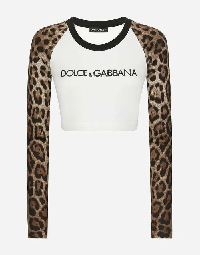 Dolce and Gabbana TShirts And Sweatshirts Women Longsleeved Tshirt With DolceandGabbana Logo White