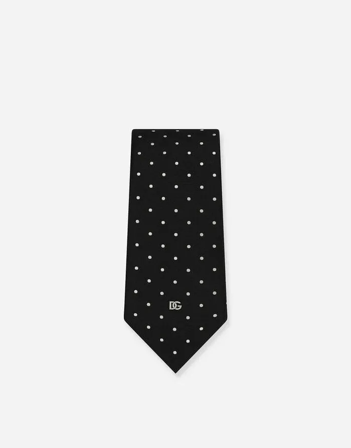 Dolce and Gabbana Ties And Pocket Squares Men 8cm Silk Jacquard Blade Tie With DG Logo Black Dolce and Gabbana Ties And Pocket Squares Men 8cm Silk Jacquard Blade Tie With DG Logo Black