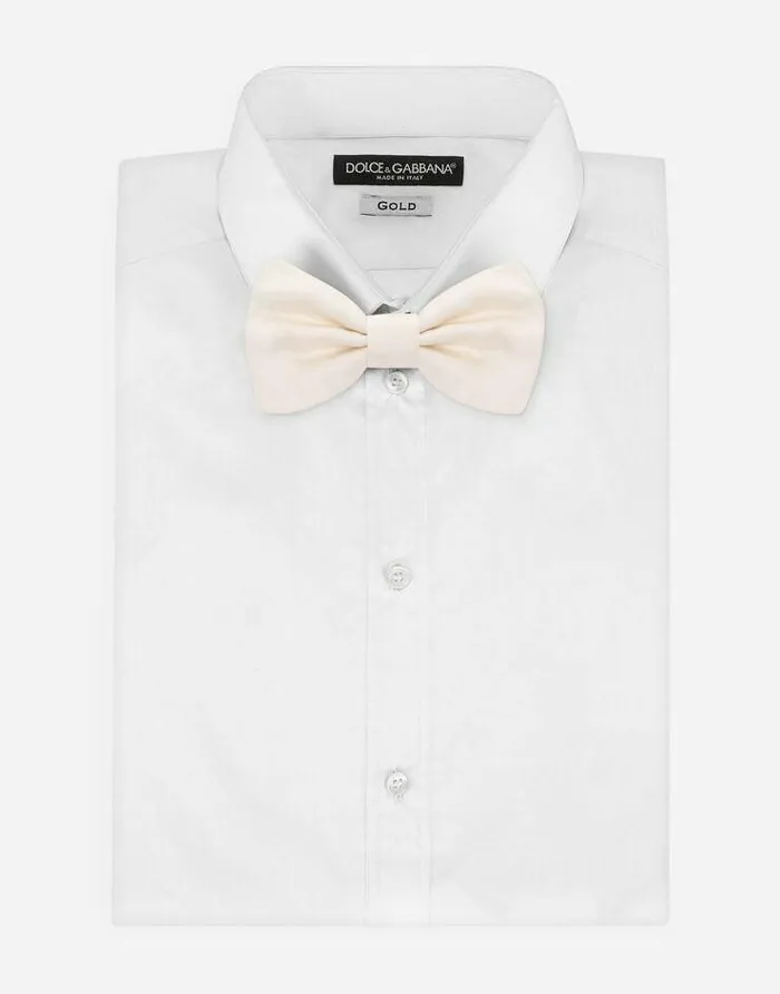 Dolce and Gabbana Ties And Pocket Squares Men Silk Bow Tie White