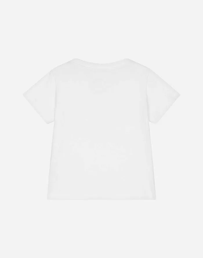 Dolce and Gabbana Topwear Children Jersey Tshirt With DG Logo Patch White Dolce and Gabbana Topwear Children Jersey Tshirt With DG Logo Patch White