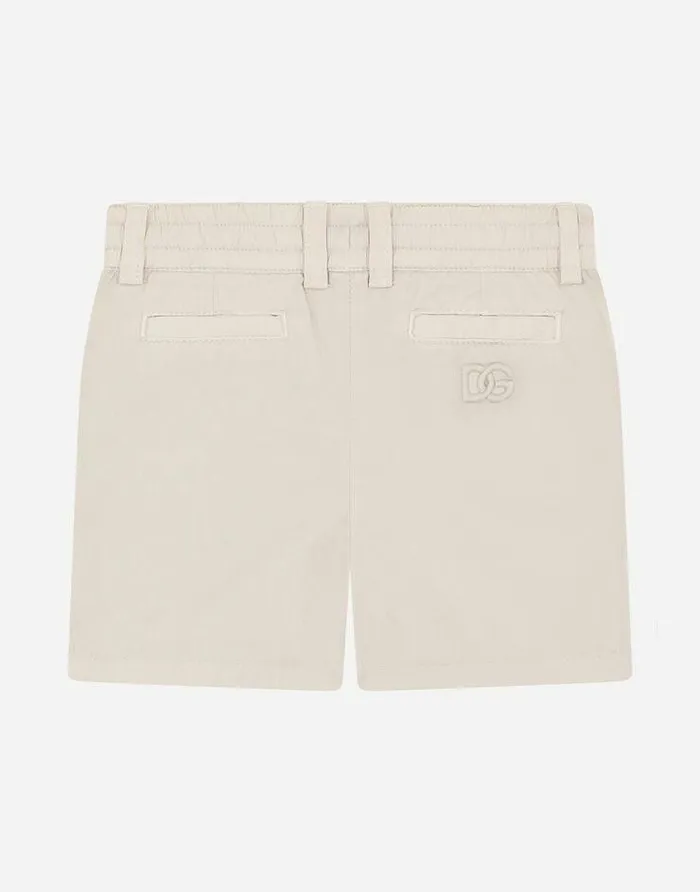 Dolce and Gabbana Trousers And Shorts Children Garmentdyed Canvas Shorts With Drawstring Beige Dolce and Gabbana Trousers And Shorts Children Garmentdyed Canvas Shorts With Drawstring Beige