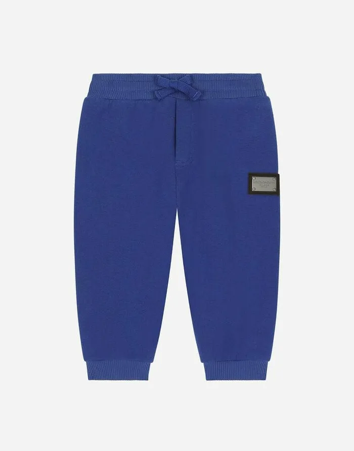 Dolce and Gabbana Trousers And Shorts Children Jersey Jogging Pants With Logo Tag Blue Dolce and Gabbana Trousers And Shorts Children Jersey Jogging Pants With Logo Tag Blue