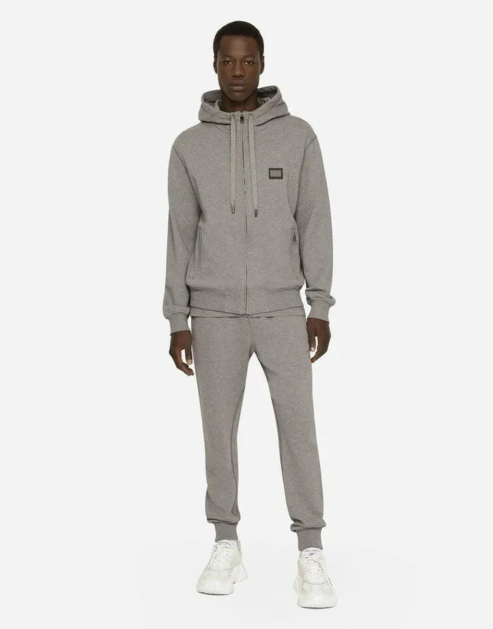 Dolce and Gabbana Trousers And Shorts Men Jersey Jogging Pants With Branded Tag Grey Dolce and Gabbana Trousers And Shorts Men Jersey Jogging Pants With Branded Tag Grey