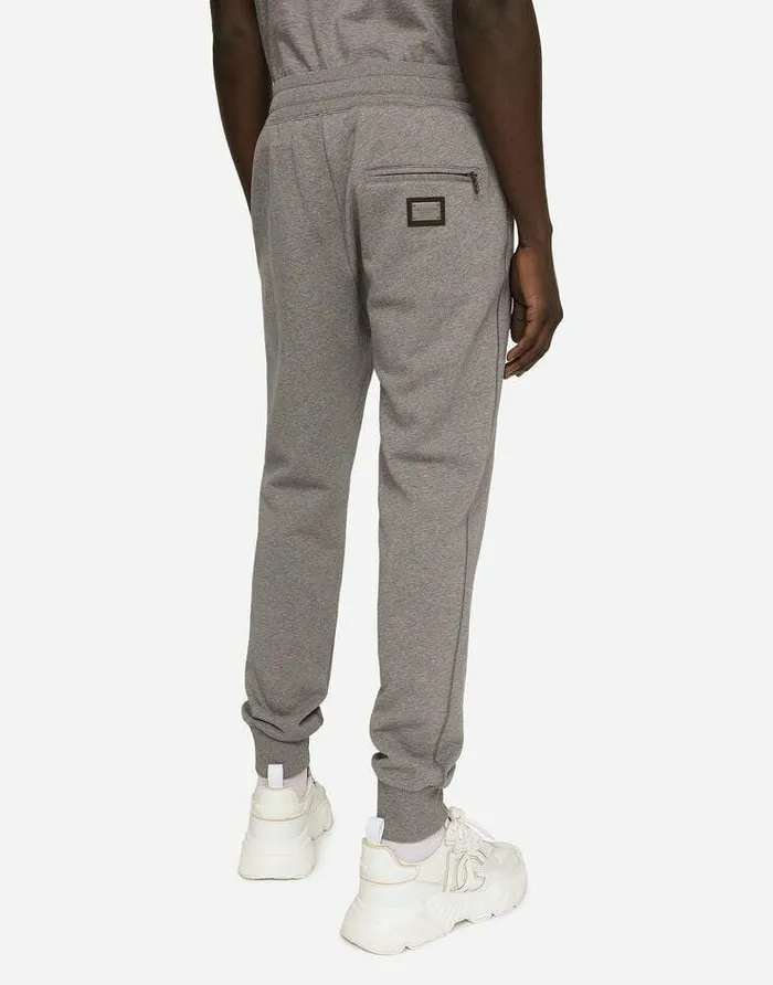 Dolce and Gabbana Trousers And Shorts Men Jersey Jogging Pants With Branded Tag Grey Dolce and Gabbana Trousers And Shorts Men Jersey Jogging Pants With Branded Tag Grey