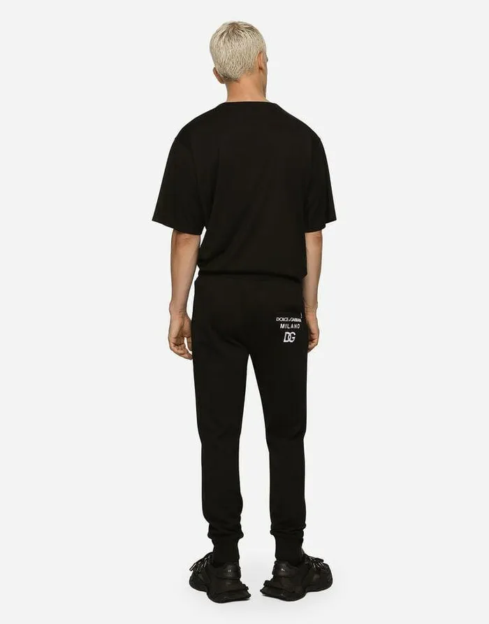 Dolce and Gabbana Trousers And Shorts Men Jersey Jogging Pants With DG Embroidery Black Dolce and Gabbana Trousers And Shorts Men Jersey Jogging Pants With DG Embroidery Black