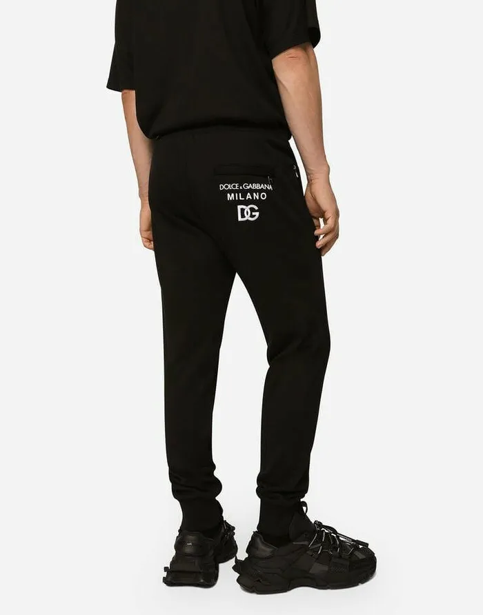 Dolce and Gabbana Trousers And Shorts Men Jersey Jogging Pants With DG Embroidery Black Dolce and Gabbana Trousers And Shorts Men Jersey Jogging Pants With DG Embroidery Black
