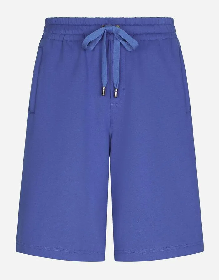 Dolce and Gabbana Trousers And Shorts Men Jersey Jogging Shorts With DG Embroidery Blue Dolce and Gabbana Trousers And Shorts Men Jersey Jogging Shorts With DG Embroidery Blue
