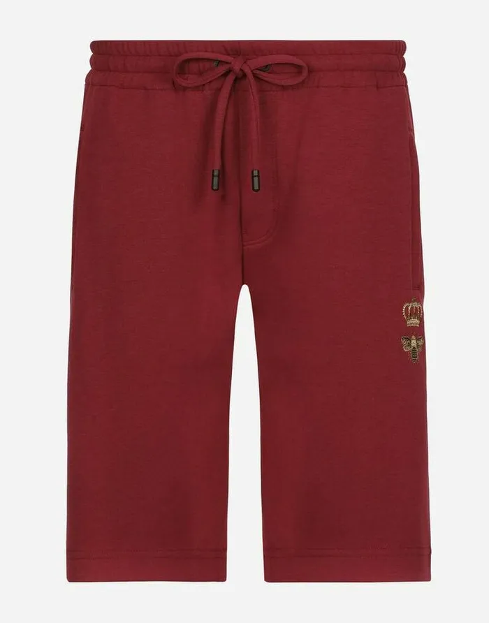 Dolce and Gabbana Trousers And Shorts Men Jersey Jogging Shorts With Embroidery Bordeaux Dolce and Gabbana Trousers And Shorts Men Jersey Jogging Shorts With Embroidery Bordeaux
