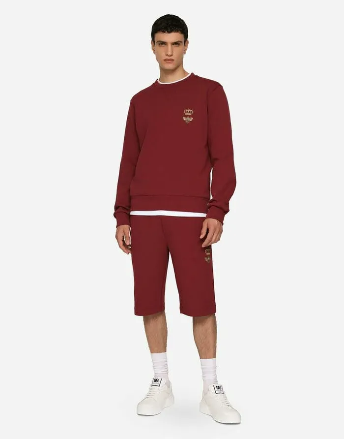 Dolce and Gabbana Trousers And Shorts Men Jersey Jogging Shorts With Embroidery Bordeaux Dolce and Gabbana Trousers And Shorts Men Jersey Jogging Shorts With Embroidery Bordeaux