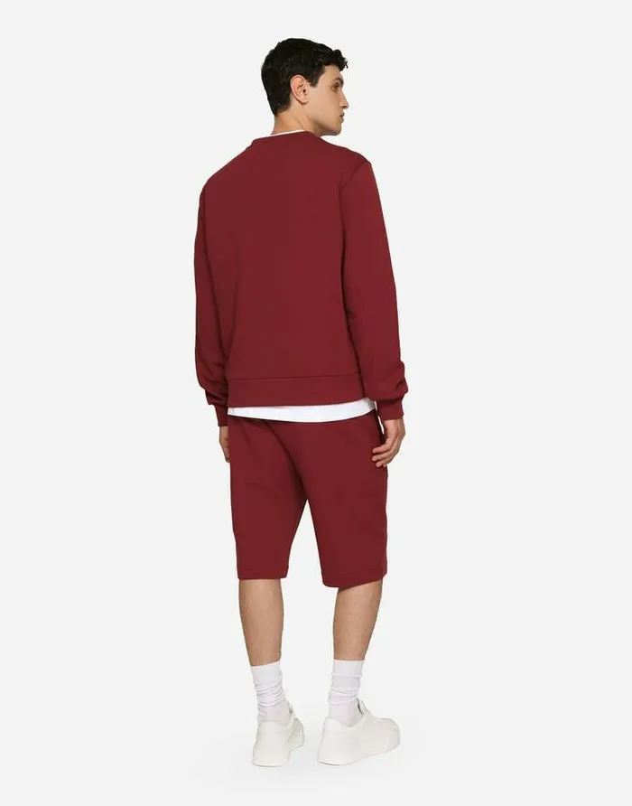 Dolce and Gabbana Trousers And Shorts Men Jersey Jogging Shorts With Embroidery Bordeaux Dolce and Gabbana Trousers And Shorts Men Jersey Jogging Shorts With Embroidery Bordeaux